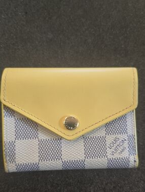 Louis Vuitton Yellow and Damier Azur Compact Wallet